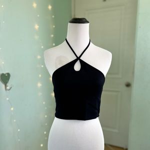 Zara Black Ribbed Halter Top